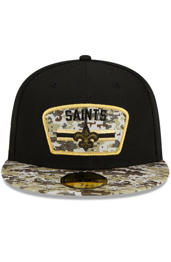 ニューエラ メンズ 帽子 アクセサリー Men's New Era Black/Camo New Orleans Saints 2021 Salute To Service 59FIFTY Fitted Hat Black