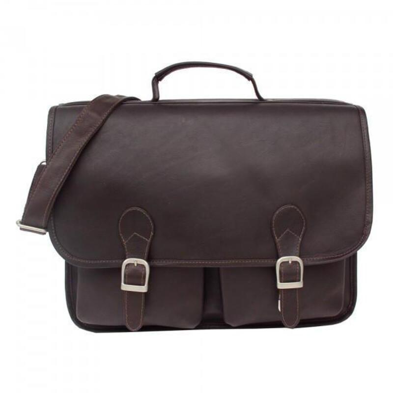 ピエル レザー メンズ バッグ ショルダーバッグ Piel Leather Executive Two Pocket Portfolio Chocolate チョコレート