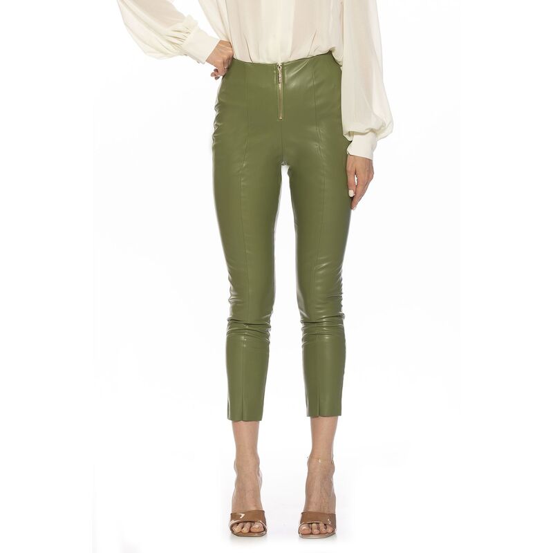 【送料無料】 アレクシアアドマー レディース カジュアルパンツ ボトムス Women's ALEXIA ADMOR Faux-Leather Fitted Skinny Pants Olive
