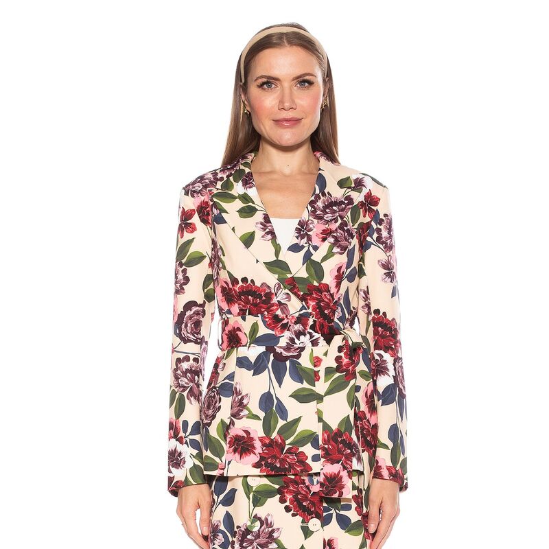 【送料無料】 アレクシアアドマー レディース ジャケット・ブルゾン アウター Women's ALEXIA ADMOR Olya Long Blazer Jacket with Belt Beige Floral