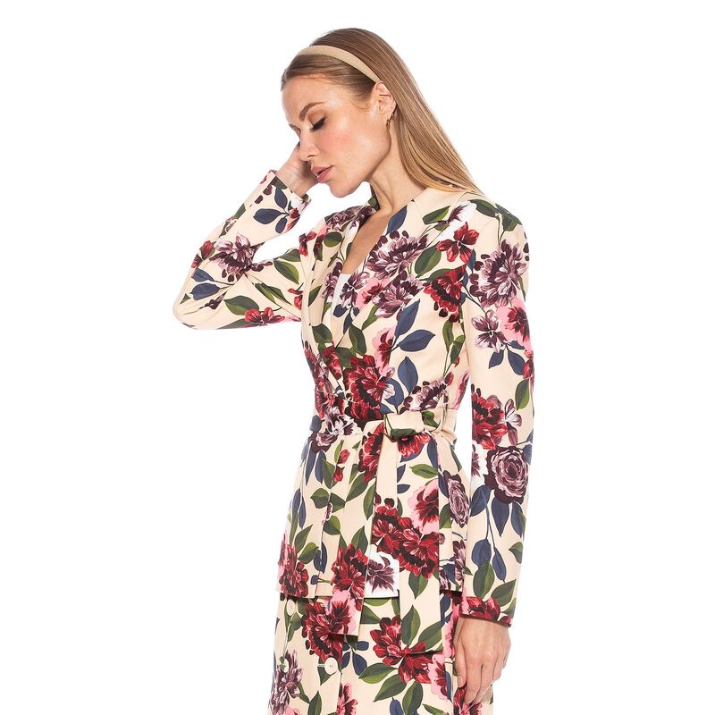 【送料無料】 アレクシアアドマー レディース ジャケット・ブルゾン アウター Women's ALEXIA ADMOR Olya Long Blazer Jacket with Belt Beige Floral