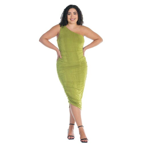 【送料無料】 24セブンコンフォート レディース ワンピース トップス Plus Size 24Seven Comfort Apparel One-Shoulder Ruched Bodycon Dress Avocado 【送料無料】 24セブンコンフォート レディース ワンピース トップス Plus Size 24Seven Comfort Apparel One-Shoulder Ruched Bodycon Dress Avocado