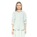 【送料無料】 アレクシアアドマー レディース シャツ トップス Women's ALEXIA ADMOR Tammi Striped Oversized Boyfriend Shirt Green Stripe(4)