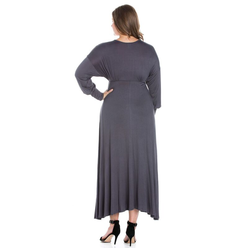 【送料無料】 24セブンコンフォート レディース ワンピース トップス Plus Size 24seven Comfort Apparel V-Neck Long Sleeve Maxi Dress Red