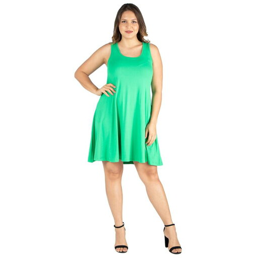 【送料無料】 24セブンコンフォート レディース ワンピース トップス Plus Size 24seven Comfort Apparel Fit and Flare Knee Length Tank Top Dress Green 【送料無料】 24セブンコンフォート レディース ワンピース トップス Plus Size 24seven Comfort Apparel Fit and Flare Knee Length Tank Top Dress Green