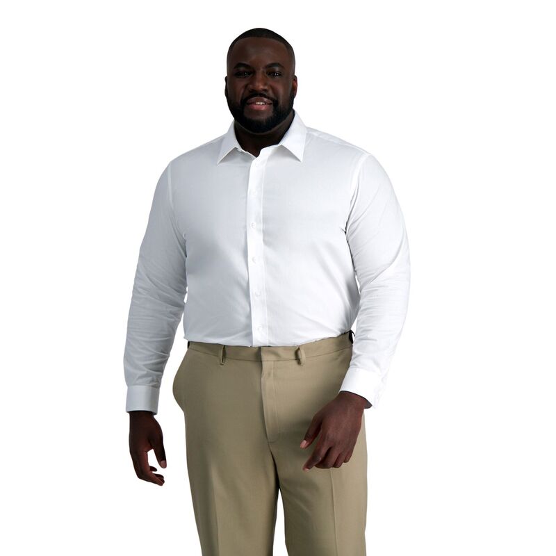 【送料無料】 ハガー メンズ Tシャツ トップス Big & Tall HaggarR Smart WashR Classic Fit Solid Dress Shirt White Solid