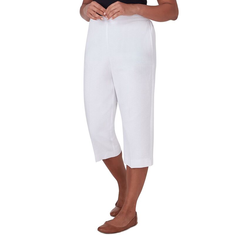 【送料無料】 アルフレッド ダナー レディース カジュアルパンツ ボトムス Women's Alfred Dunner Textured Zig-Zag Capri Pants White