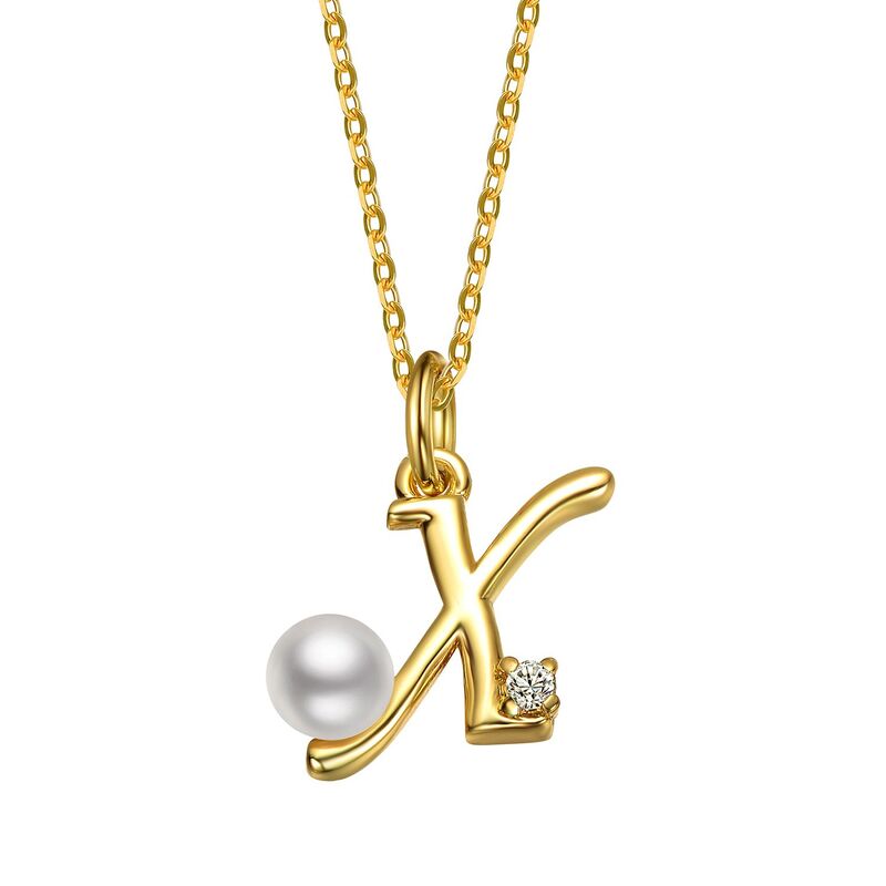 アンブランデッド レディース アクセサリー ネックレス・チョーカー・ペンダントトップ レース Unbranded 14k Gold Plated Simulated Pearl Initial Pendant Necklace X パール(4)