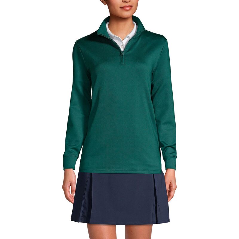 【送料無料】 ランズエンド レディース Tシャツ トップス Women's Lands' End Quarter Zip Pullover Evergreen