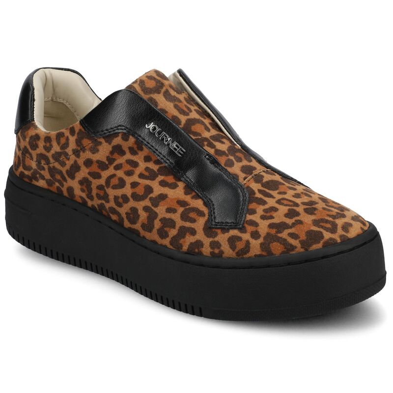 ジャーニー レディース シューズ スニーカー Journee Collection Pheobe Women'slip-On Sneakers Leopard Camel キャメル