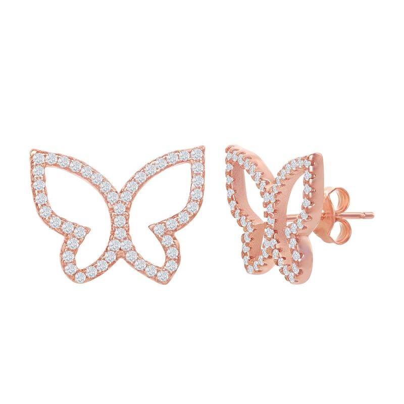 【送料無料】 アンブランデッド レディース ピアス・イヤリング アクセサリー Sterling Silver Cubic Zirconia Butterfly Stud Earrings Rose Tone