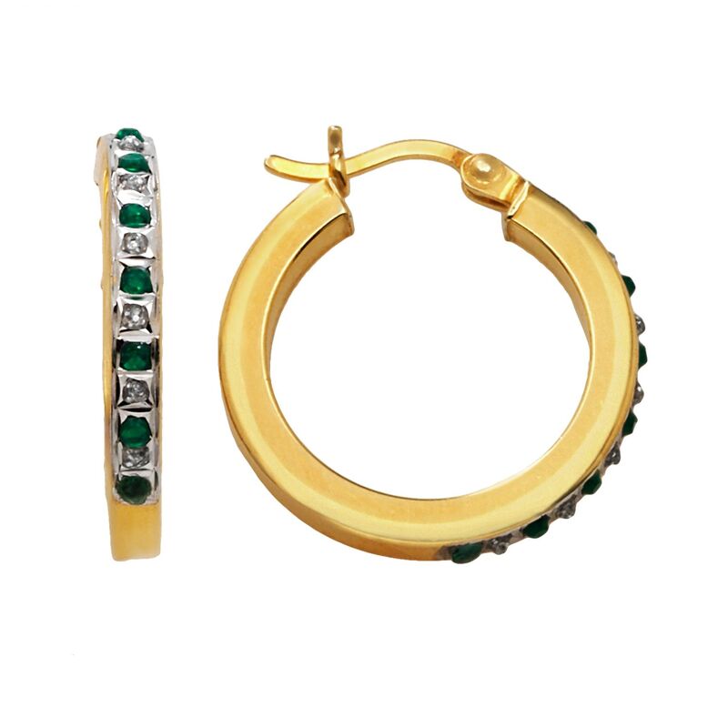 ダイヤモンド ファシネイション レディース アクセサリー ピアス・イヤリング Diamond Fascination 18k Gold-Over-Silver Emerald Hoop Earrings Yellow イエロー