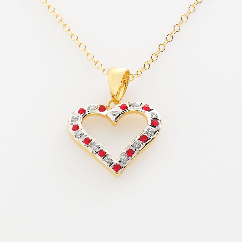 ダイヤモンド ファシネイション レディース アクセサリー ネックレス・チョーカー・ペンダントトップ Diamond Fascination 18k Gold-Over-Silveruby Heart Pendant Gold ゴールド
