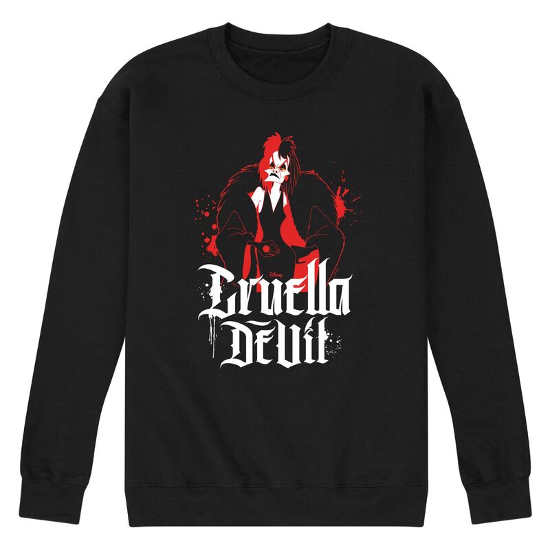 【送料無料】 ディズニー メンズ Tシャツ トップス Disney Villains 101 Dalmatians Cruella Deville Men's Fleece Sweatshirt Black