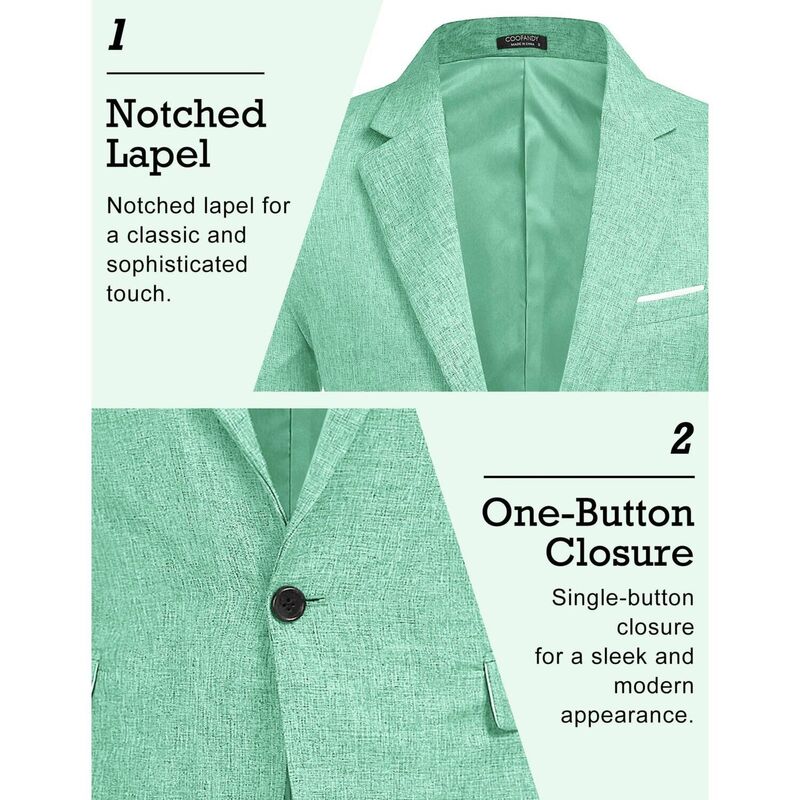 ReVida 楽天市場店のクーファンディ レディース アウター ジャケット・ブルゾン スリムフィット コート ブレザー COOFANDY Men's Blazer Casual Sport Coatslim Fit One Button Suit Jacket Lightweight Sports Jacket Dark Black ブラック｜アングル3