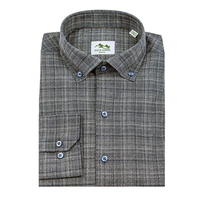 ウェアシエラ レディース トップス Tシャツ ボタンダウン コットン ダウン WEAR SIERRA Men's Turkish Cotton Long Sleeve Button Down Shirt in Combed Cotton with Plaid Pattern Dark Gray And Navy グレー