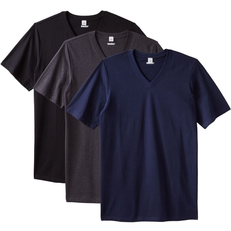 キングサイズ レディース トップス シャツ Vネック トール コットン KingSize Men's Big & Tall Cotton V-Neck Undershirt 3-Pack Basic