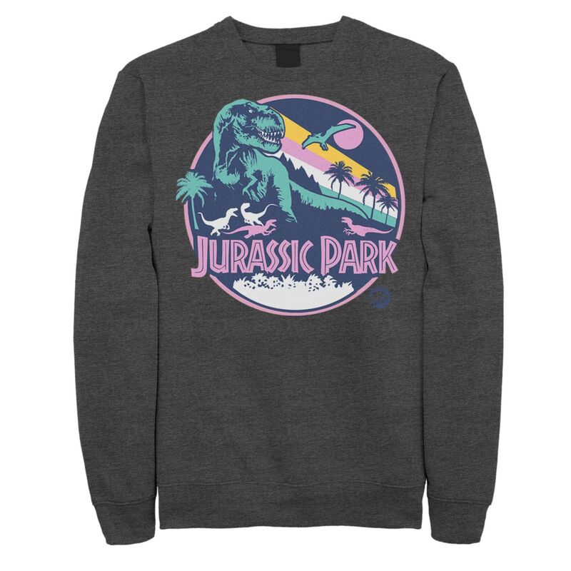 【送料無料】 ライセンス キャラクター メンズ Tシャツ トップス Men's Jurassic Park Retro Rex Scene Sweatshirt Charcoal Heather