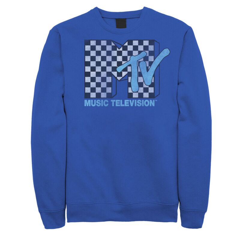 ReVida ŷԾŹ㤨̵֡ 饤 饯  T ȥåץ Men's MTV Logo Black And White Checkered Blue TV Sweatshirt RoyalפβǤʤ10,480ߤˤʤޤ