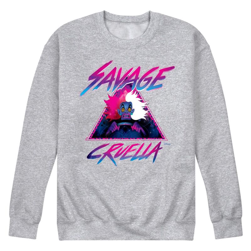 【送料無料】 ディズニー メンズ Tシャツ トップス Disney Villains 101 Dalmatians Cruella Deville Men's Savage Fleece Sweatshirt Heather Gray