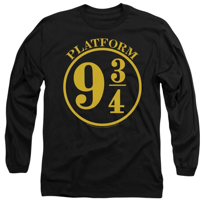 【送料無料】 ライセンス キャラクター メンズ Tシャツ トップス Harry Potter 9 3/4 Long Sleeve Adult T-shirt Black