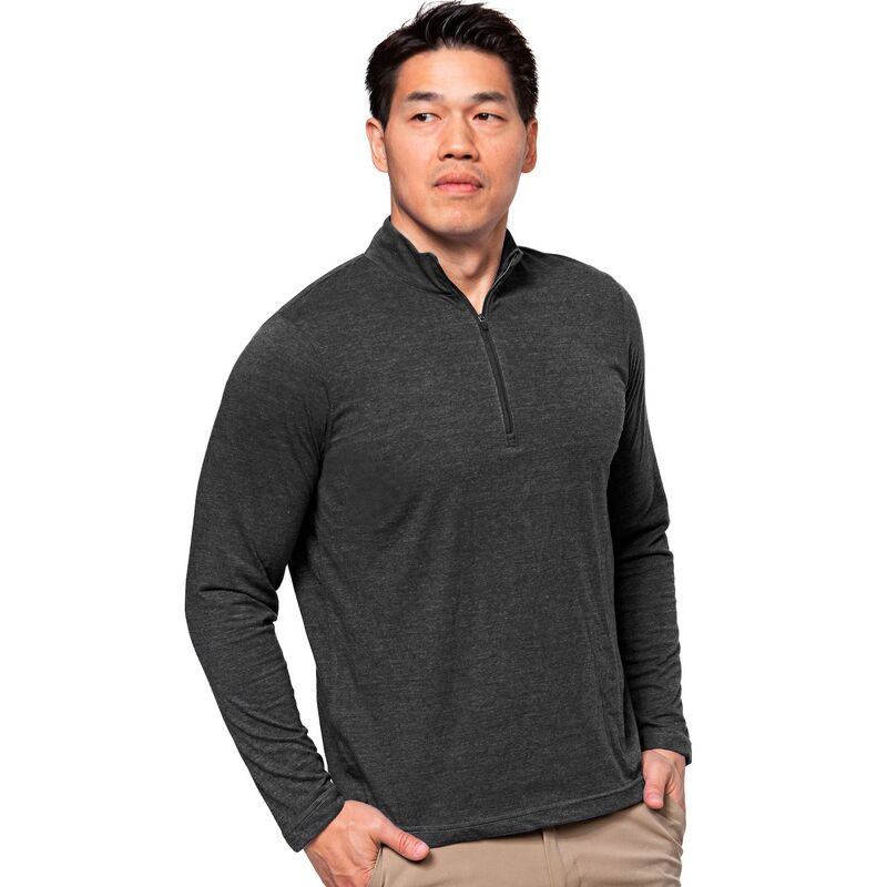 【送料無料】 アンティグア メンズ Tシャツ トップス Men's Antigua Peak Quarter-Zip Pullover Heather Black