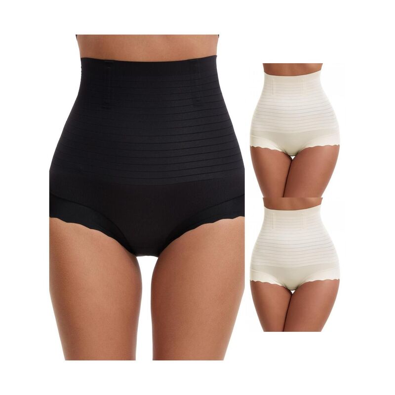 インスパイア シック レディース ボトムス カジュアルパンツ ショートパンツ INSPIRE CHIC 3 Packs Women's Tummy Control Shapewear Panties High Waisted Body Shaper Panty Boyshorts Underwears Beige Black ブラック