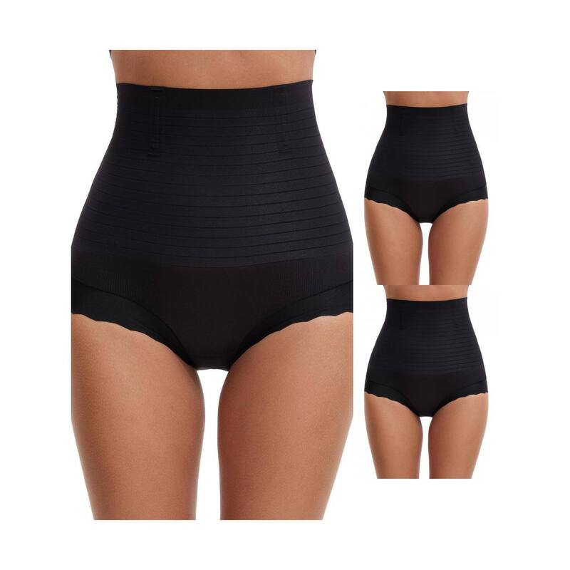 インスパイア シック レディース ボトムス カジュアルパンツ ショートパンツ INSPIRE CHIC 3 Packs Women's Tummy Control Shapewear Panties High Waisted Body Shaper Panty Boyshorts Underwears Black ブラック