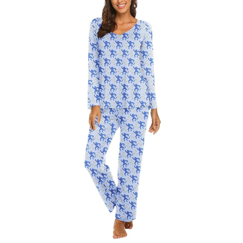 エコアー レディース アンダーウェア ナイトウェア パンツ Ekouaer Womens Pajama Sets 2 Piece Lounge Set Fall Winter Pajamas Long Sleeve Pjs Top and Pants Monkey