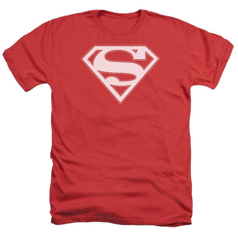 【送料無料】 ライセンス キャラクター メンズ Tシャツ トップス Superman Red & White Shield Adult Heather T-shirt Red