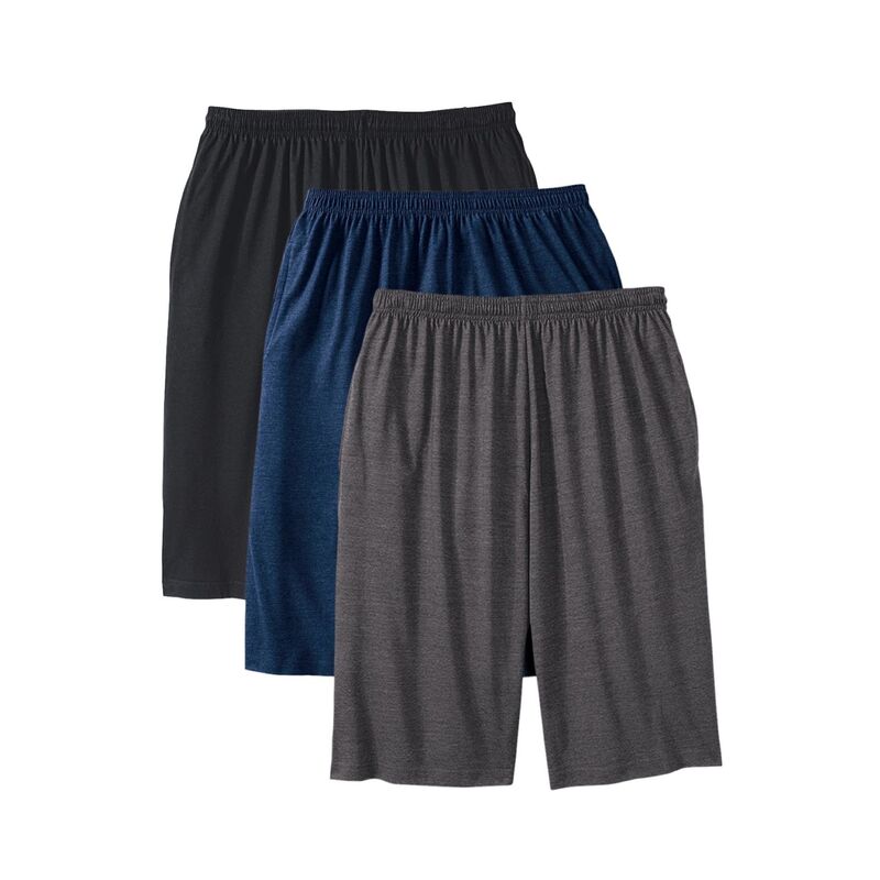 キングサイズ レディース ボトムス ハーフパンツ・ショーツ トール ショートパンツ ジャージー KingSize Men's Big & Tallightweight Longer Length Jersey Shorts 3-Pack Basic