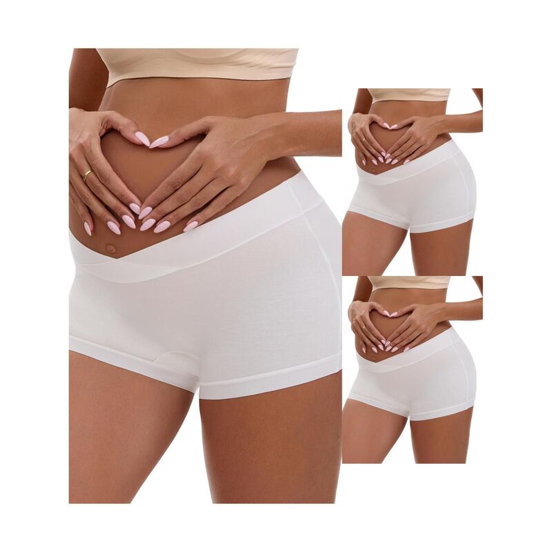 インスパイア シック レディース アンダーウェア パンツ マタニティ INSPIRE CHIC 3 Packs Women's Lowaist Under the Bump Maternity BoyShorts Pregnancy Seamless Ladies Panties White ホワイト