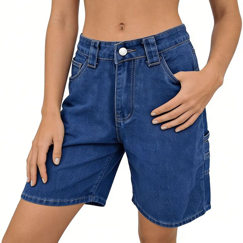 クリアフラワー レディース ボトムス ハーフパンツ・ショーツ リラックスフィット ショートパンツ 刺繍 デニム ClearFlower Women's Denim Shorts High Rise Star Embroidered Back Pocket Relaxed Fit Shorts Blue ブルー