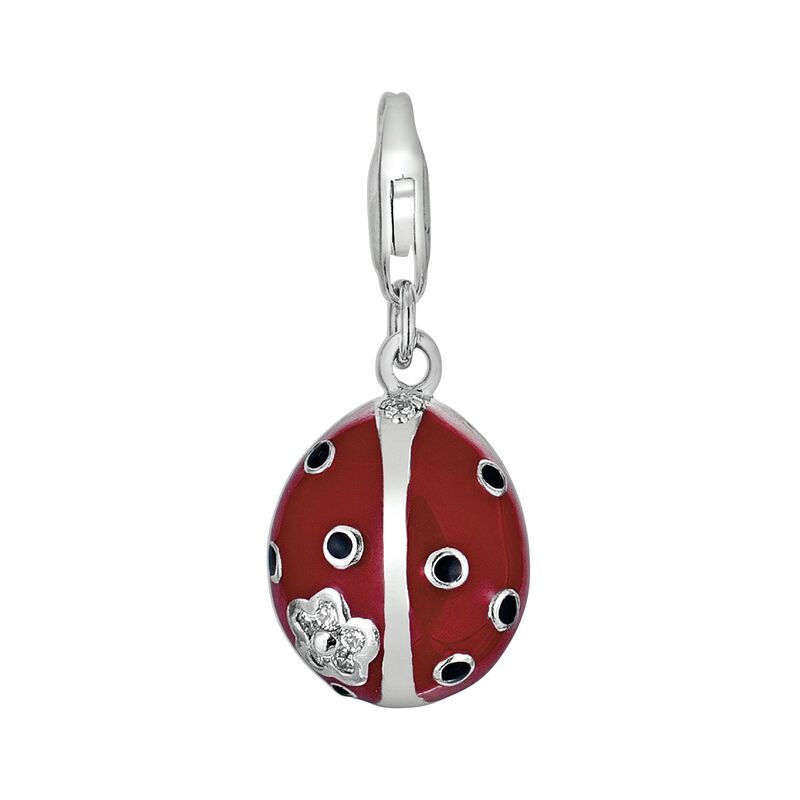 アンブランデッド レディース アクセサリー ブレスレット・バングル・アンクレット Unbranded Sterling Silver White Topaz Ladybug Charm White ホワイト
