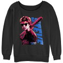 【送料無料】 ライセンス キャラクター レディース Tシャツ トップス Juniors' Stranger Things Steve Harrington Splatter Punk Hello Ladies Slouchy Sweatshirt Black(4)
