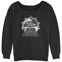 【送料無料】 スター ウォーズ レディース Tシャツ トップス Juniors' Star Wars The Mandalorian Child Retro Logo Slouchy Terry Black