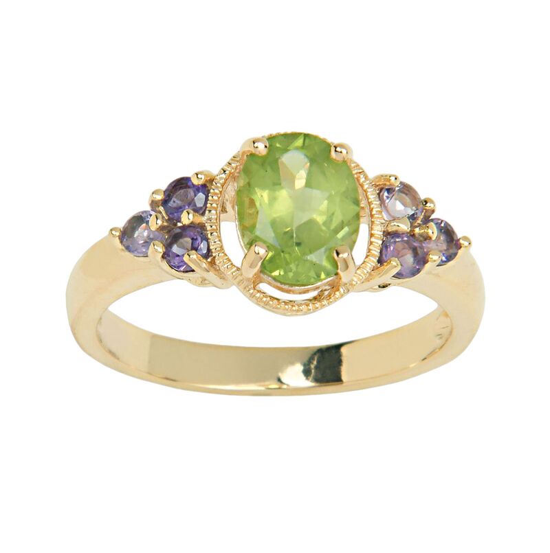 【送料無料】 アンブランデッド レディース リング アクセサリー 18k Gold-Over-Silver Peridot and African Amethyst Ring Multi Color