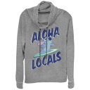 【送料無料】 ライセンス キャラクター レディース Tシャツ トップス Juniors' Lilo & Stitch Aloha Locals Stitch Cowlneck Graphic Lightweight Long Sleeve Gray Heather(4)