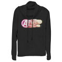 【送料無料】 ライセンス キャラクター レディース Tシャツ トップス Juniors' Marvel Avengers: Endgame Team Symbols Avenger Color Fade Cowlneck Graphic Lightweight Long Sleeve Black