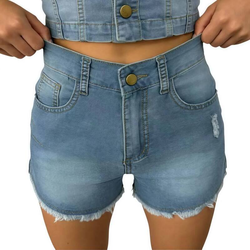 エリートスピリット レディース ボトムス ハーフパンツ・ショーツ ショートパンツ デニム EliteSpirit Womens Jean Shortstretchy High Waisted Rippedenim Distressed Trendy Shorts with Pockets Light Blue ブルー