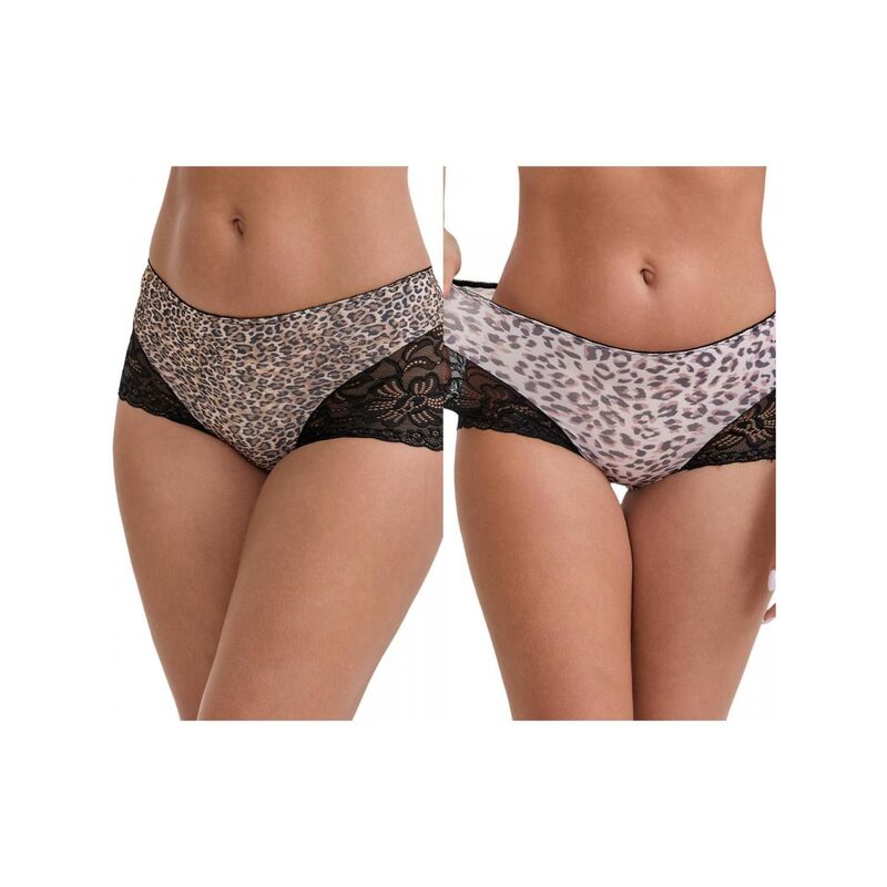 インスパイア シック レディース アンダーウェア パンツ プリント レース INSPIRE CHIC 2 Packs Women's Lace Leopard Print Hip-Lifting Tummy Control Mid Rise Full Coverage Boyshorts Brown Pink ピンク
