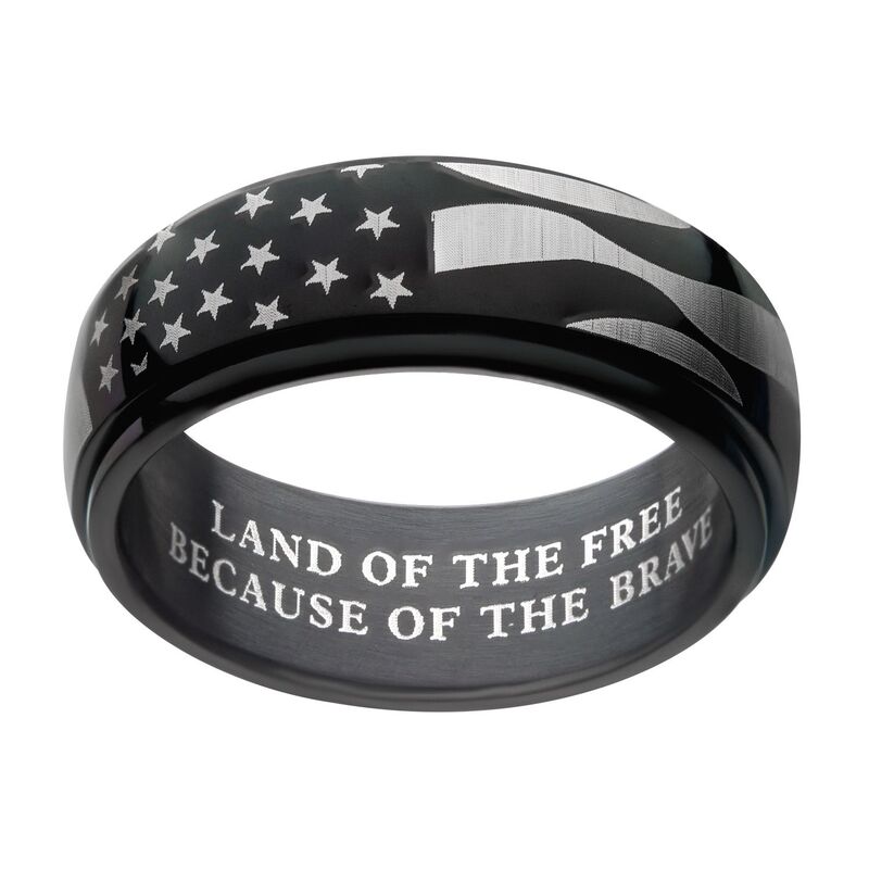 【送料無料】 アンブランデッド メンズ リング アクセサリー Men's Stainless Steel Black Ion Plated Spinner American Flag Ring Two Tone
