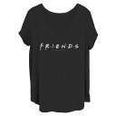 【送料無料】 ライセンス キャラクター レディース Tシャツ トップス Juniors' Plus Size Friends Classic Logo Tee Black(4)