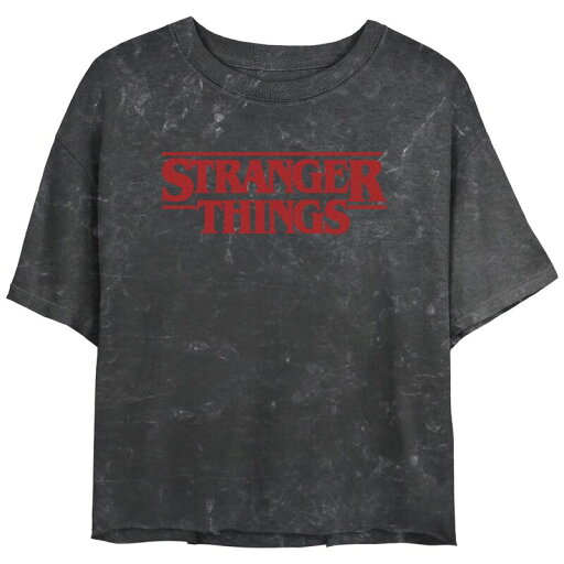【送料無料】 ライセンス キャラクター レディース Tシャツ トップス Juniors' Stranger Things Solid Logo Mineral Wash Cropped Tee Black 【送料無料】 ライセンス キャラクター レディース Tシャツ トップス Juniors' Stranger Things Solid Logo Mineral Wash Cropped Tee Black