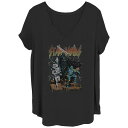 【送料無料】 スター ウォーズ レディース Tシャツ トップス Juniors' Plus Size Star Wars Distressed Bad Guys V-Neck Tee Black