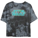 【送料無料】 ライセンス キャラクター レディース Tシャツ トップス Juniors' Star Wars The Mandalorian The Child Logo Crop Top Graphic Tee Black Charcoal