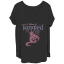【送料無料】 ライセンス キャラクター レディース Tシャツ トップス Disney's Tangled Rapunzel Profile Juniors' Plus Size V-Neck Graphic Tee Black(4)