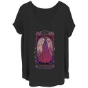 【送料無料】 ライセンス キャラクター レディース Tシャツ トップス Disney's Sleeping Beauty Maleficent Profile Portrait Juniors' Plus Size V-Neck Graphic Tee Black|詳細画像