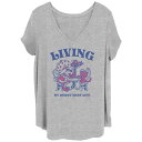 【送料無料】 ライセンス キャラクター レディース Tシャツ トップス Juniors' Plus Size Strawberry Shortcake Living My Berry Best Life Juniors' Plus Size V-Neck Graphic Tee Heather Gray(4)