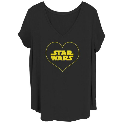【送料無料】 ライセンス キャラクター レディース Tシャツ トップス Juniors' Plus Size Star Heart Graphic Tee Black 【送料無料】 ライセンス キャラクター レディース Tシャツ トップス Juniors' Plus Size Star Heart Graphic Tee Black